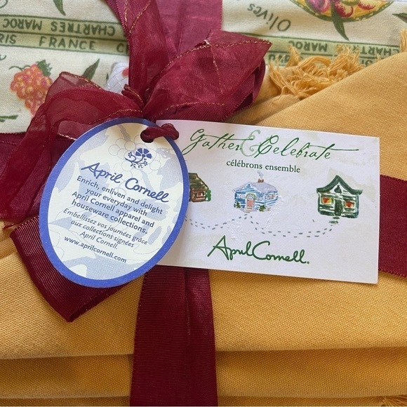 April Cornell Placemats & Napkins Set of Four (4) Olives Wine France NWT - Picture 9 of 11